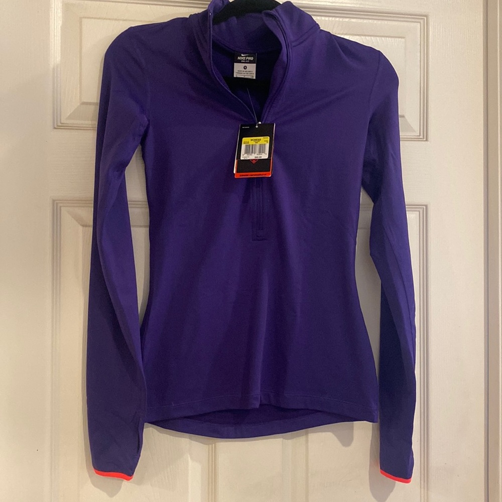 Nike pro hyperwarm compression top for woman in purple, size S. Tags attached